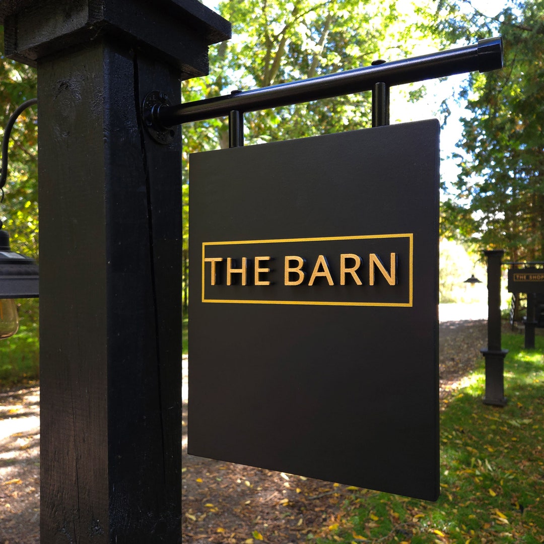 The Barn Sign, Two-sided Painted Wood With Iron Bracket - Etsy