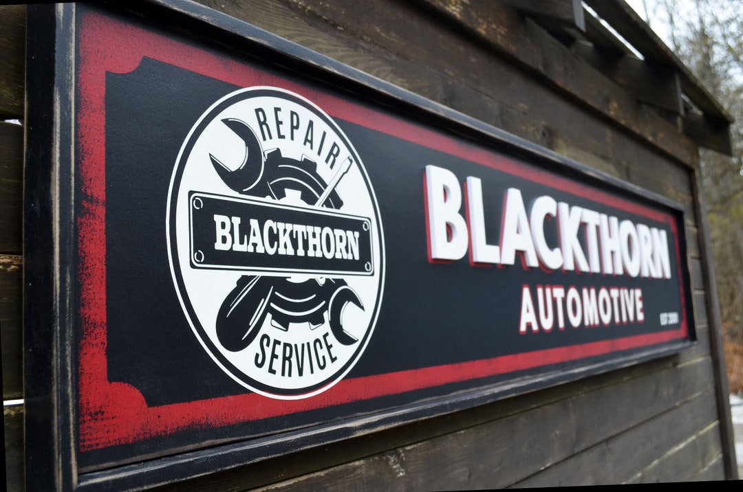 Garage Signage Acrylic and Wood 3layer Sign Automotive Signage Rustic