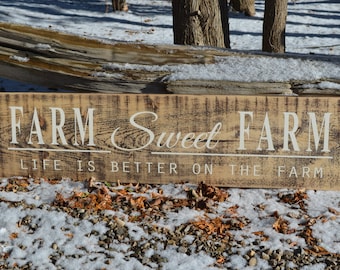 Farm Sweet Farm Vintage Wooden Sign Barnboard Sign Country Farmhouse Sign Painted Wood Sign