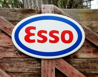 Esso Sign Vintage Wood Esso Sign Painted Wood Esso Sign Mancave Sign Garage Sign Guys Garage Old School Esso Sign Fathers Day Gift