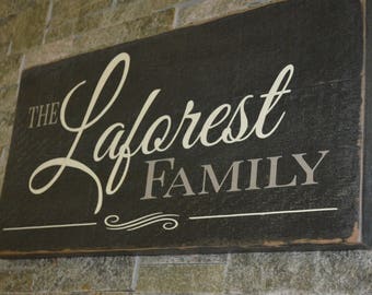 Customized Family Name Sign Painted Wooden Sign Established Sign Rustic Wooden Sign Country Chic Decor Personalized Sign Unique Gift