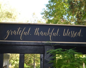 Barn Board Painted Sign Grateful Thankful Blessed Rustic Wooden Sign Farmhouse Decor Country Chic Decor Framed Barnboard Sign
