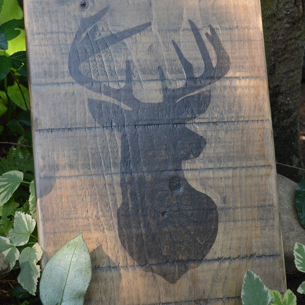 Deer Head Wooden Sign Rustic Deer Sign Hunting Sign Barnboard Sign Man Cave Sign She Shed Sign Trendy Deer Sign Cottage Sign Camo Deer Sign