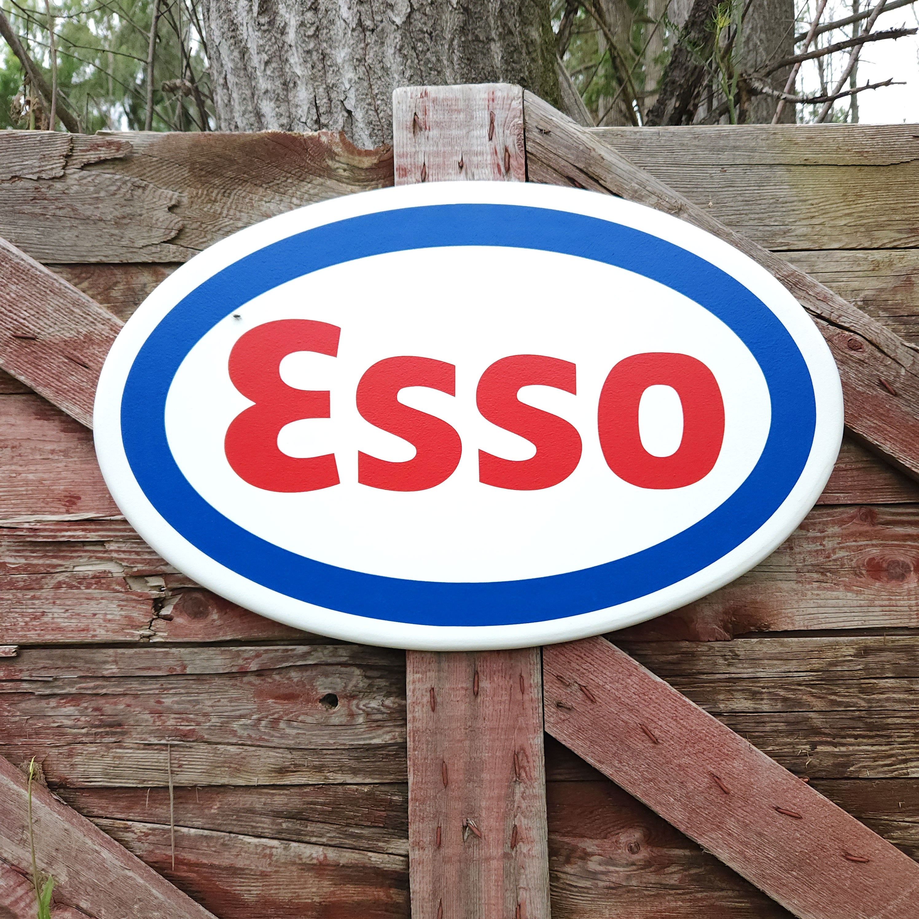 Esso Sign Vintage Wood Esso Sign Painted Wood Esso Sign Mancave
