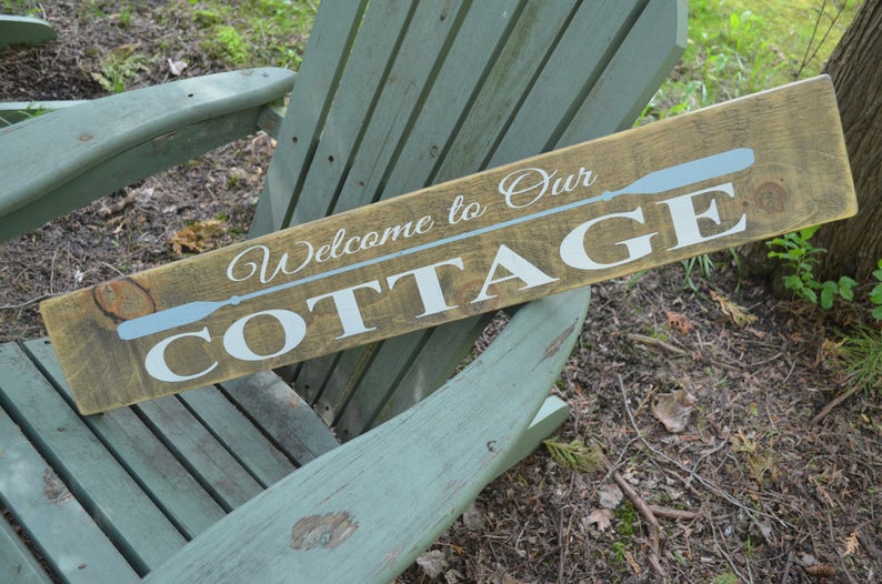 Welcome to Our Cottage Rustic Wooden Sign Painted Wooden Sign - Etsy Canada