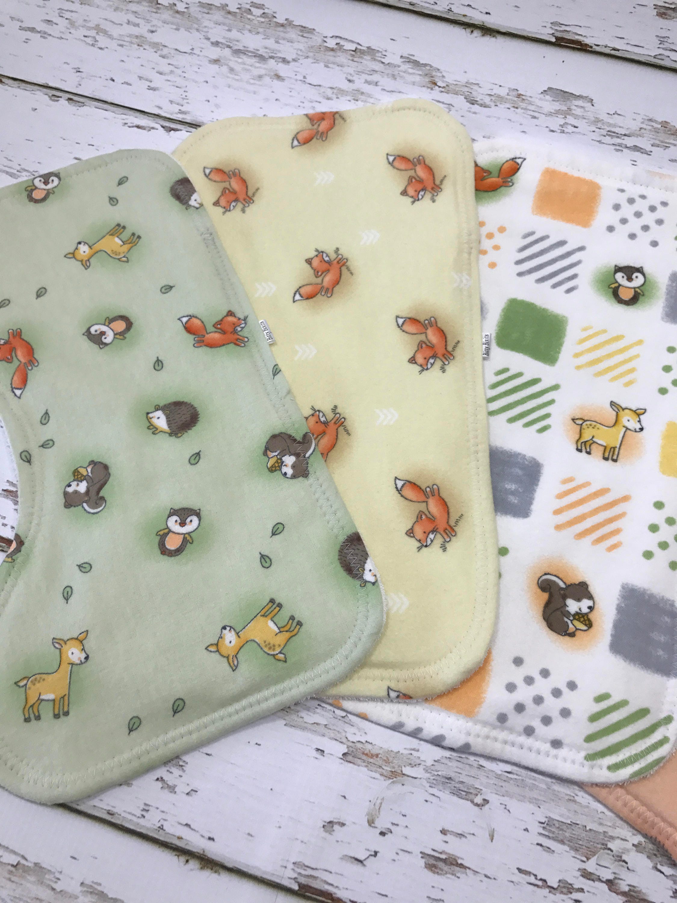 Woodland Burp Cloths Organic Boy Burp Cloths Woodland Baby Etsy