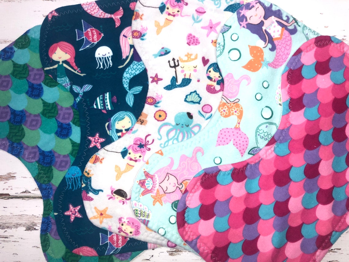 Mermaid Burp Cloths Organic girl Burp cloths Ocean burp Etsy
