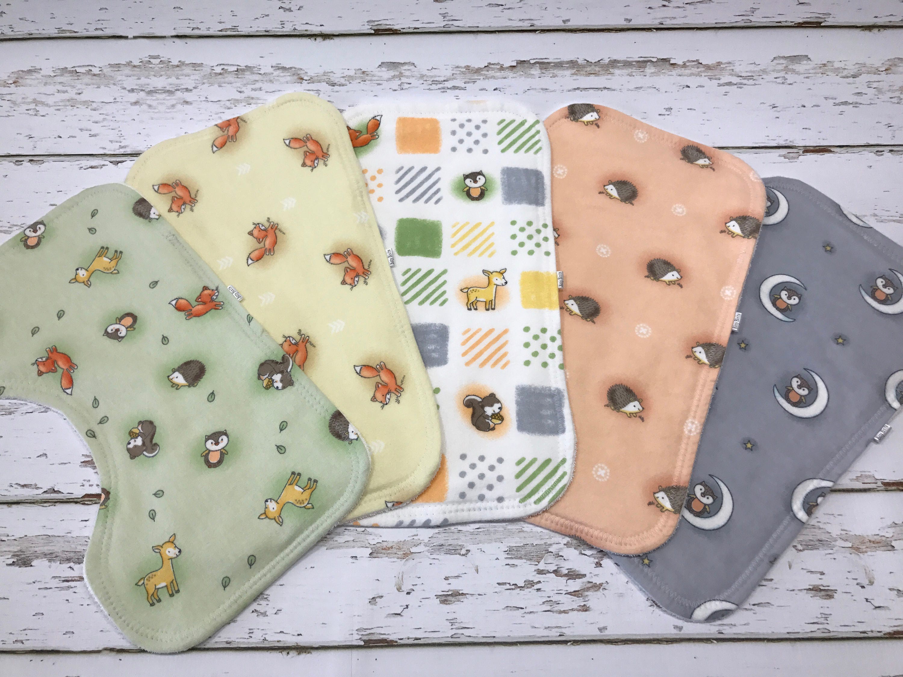 Woodland Burp Cloths Organic Boy Burp Cloths Woodland Baby Etsy