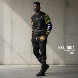 Premium Haiti Flag Tracksuit Set | Full Sublimation Joggers & Crewneck | Unisex 1804 Independence Day Outfit | "Unity Makes Strength"