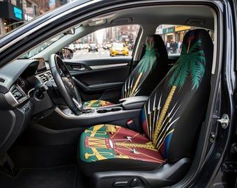 Haiti Flag Seat Covers for Car & SUV | Perfect for Taxi / Uber Drivers | Durable Protection | Ayiti Pride Interior (Set of 2),