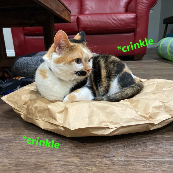 Crinkle Cat Bed - Upcycled Paper Pet Cot & Toy