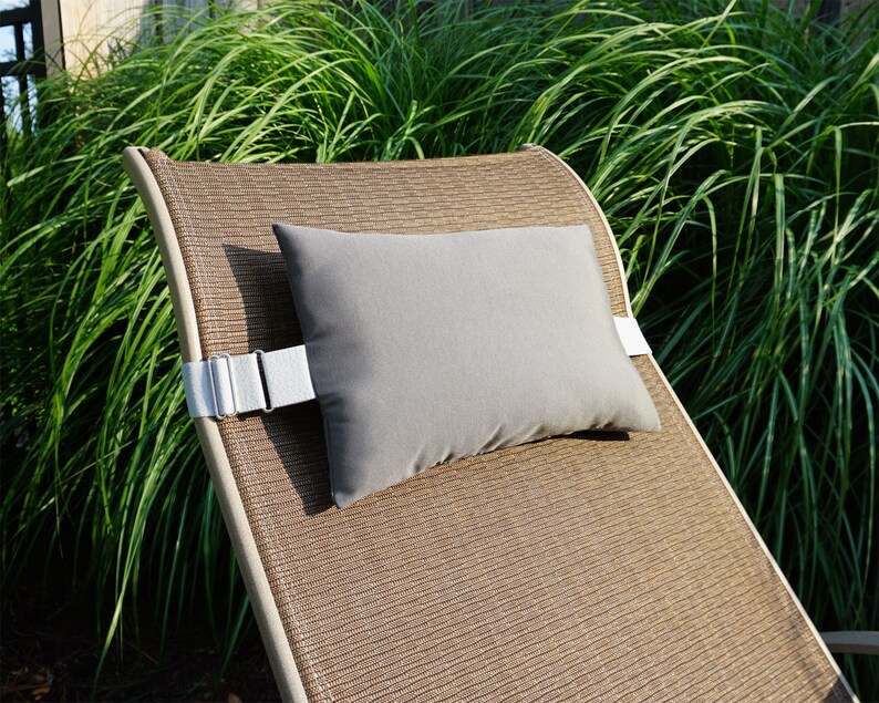 Outdoor Pool Pillow Attachable To Any Size Lounge Chair Stylin Grey
