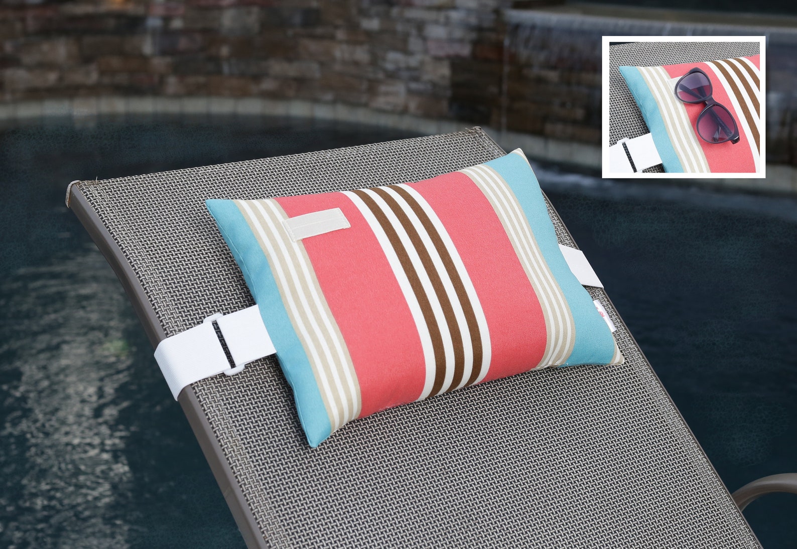 Patio Lounge Chair Pillow with adjustable elastic strap Etsy