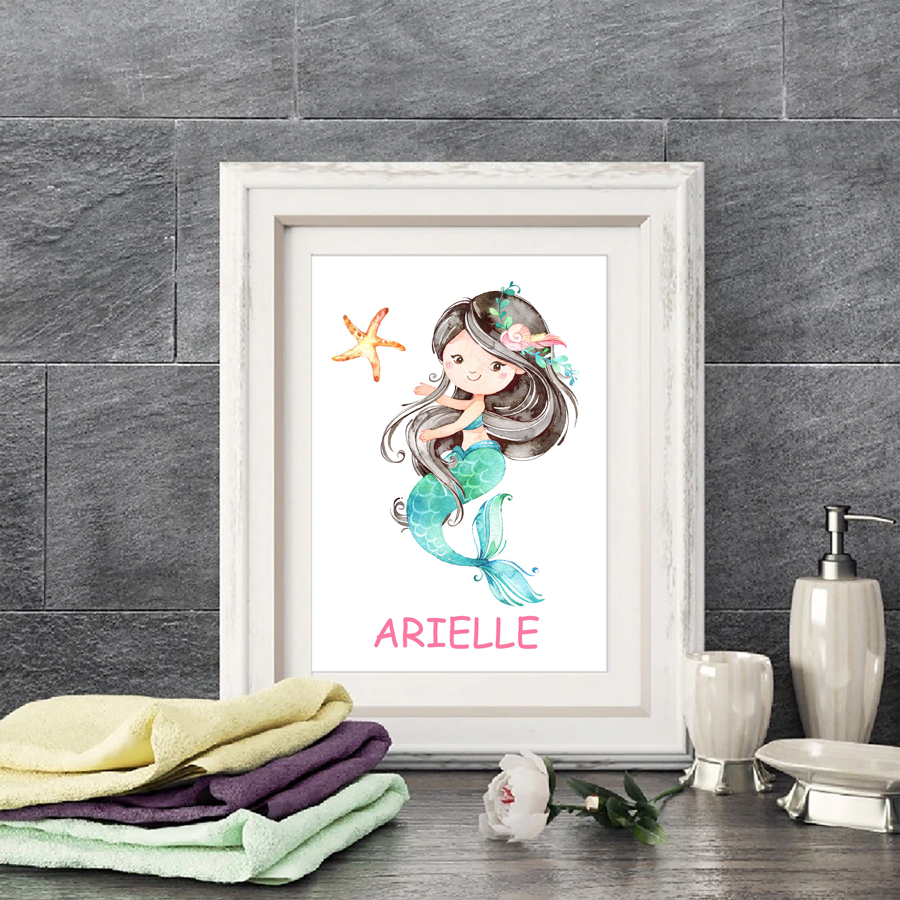 Mermaids Girls Bathroom Printable Art Set Sisters Bathroom | Etsy