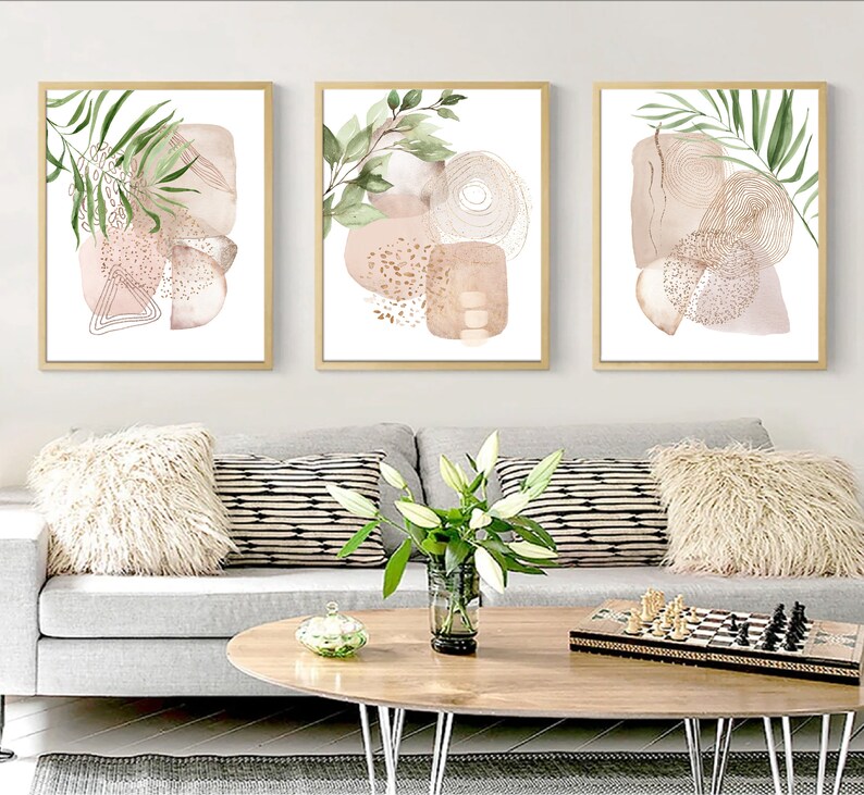 Abstract Art Set Download Modern Abstract Prints Blush Gold Etsy
