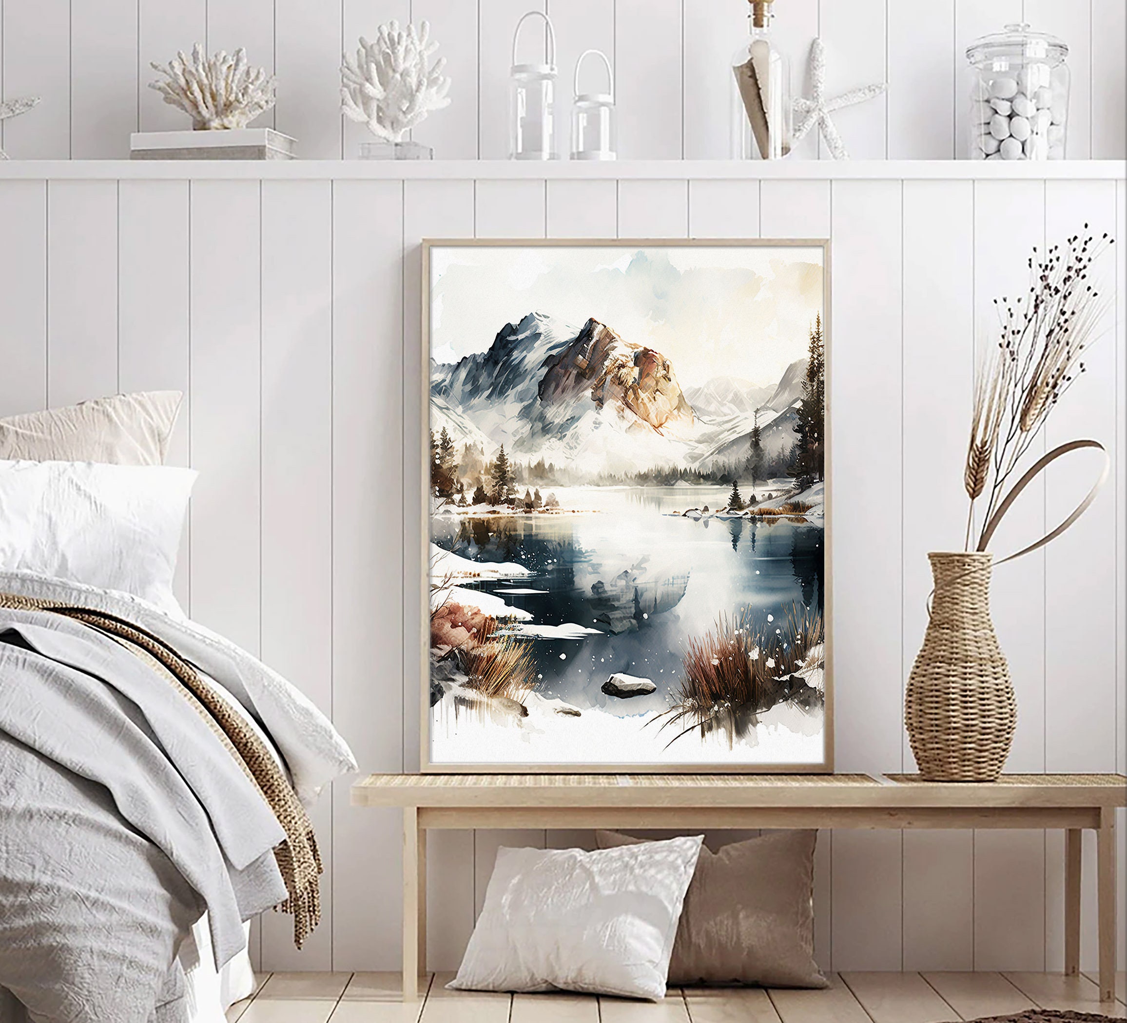 Mountain and Lake Landscape Art Set of 3 Prints Neutral Etsy