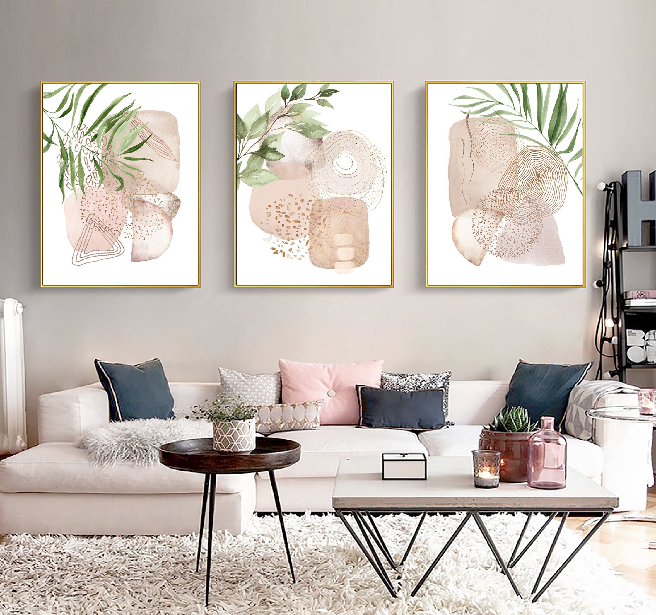 Abstract Art Set Download Modern Abstract Prints Blush Gold Etsy