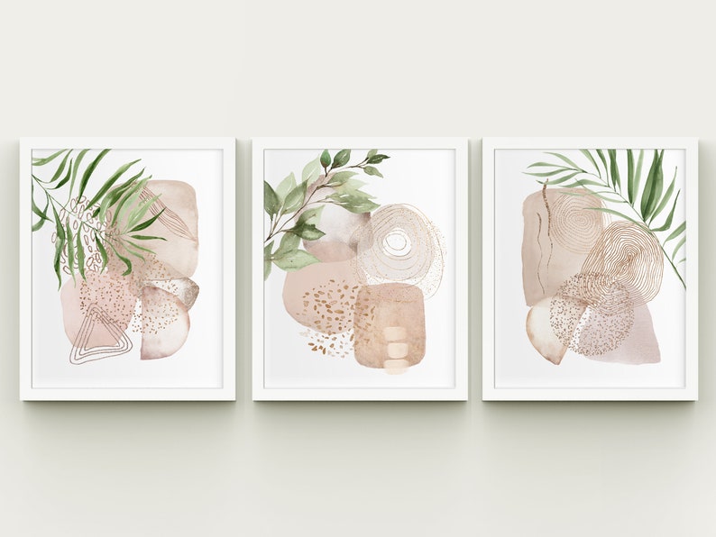 Abstract Art Set Download Modern Abstract Prints Blush Gold Etsy