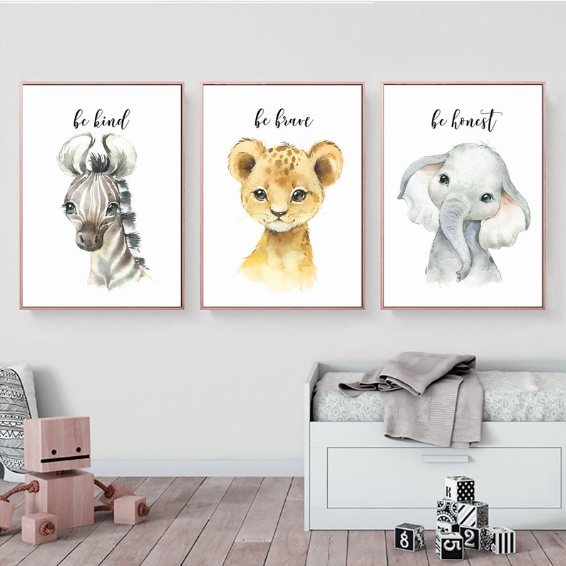Nursery Safari Animals Printable Art Set Download Lion | Etsy