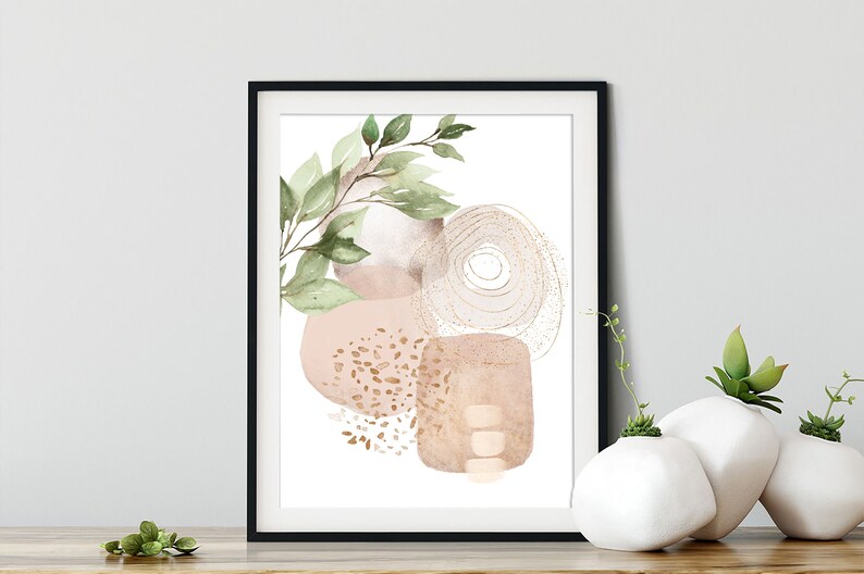 Abstract Art Set Download Modern Abstract Prints Blush Gold Etsy