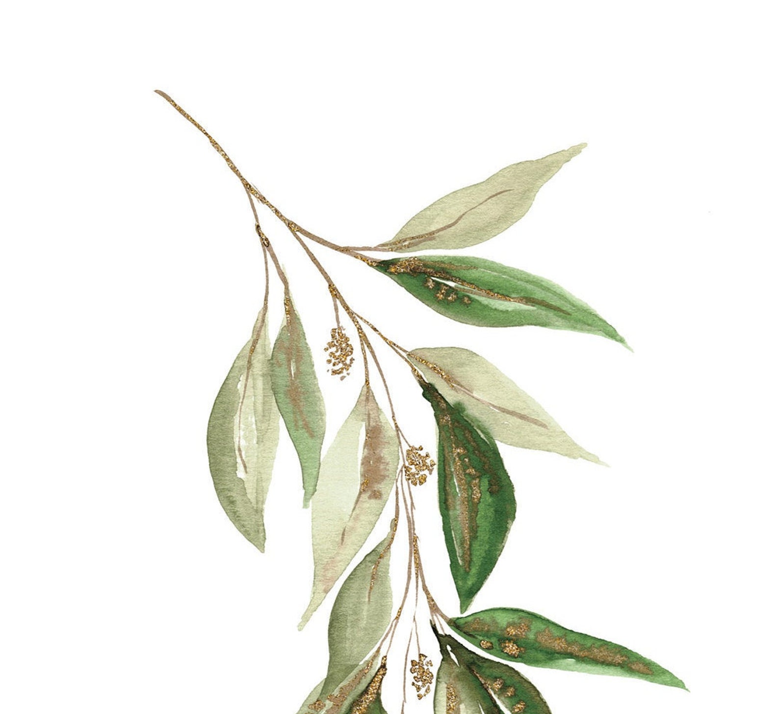 Watercolor Greenery Art Set Printable Download Leaves With Etsy Canada