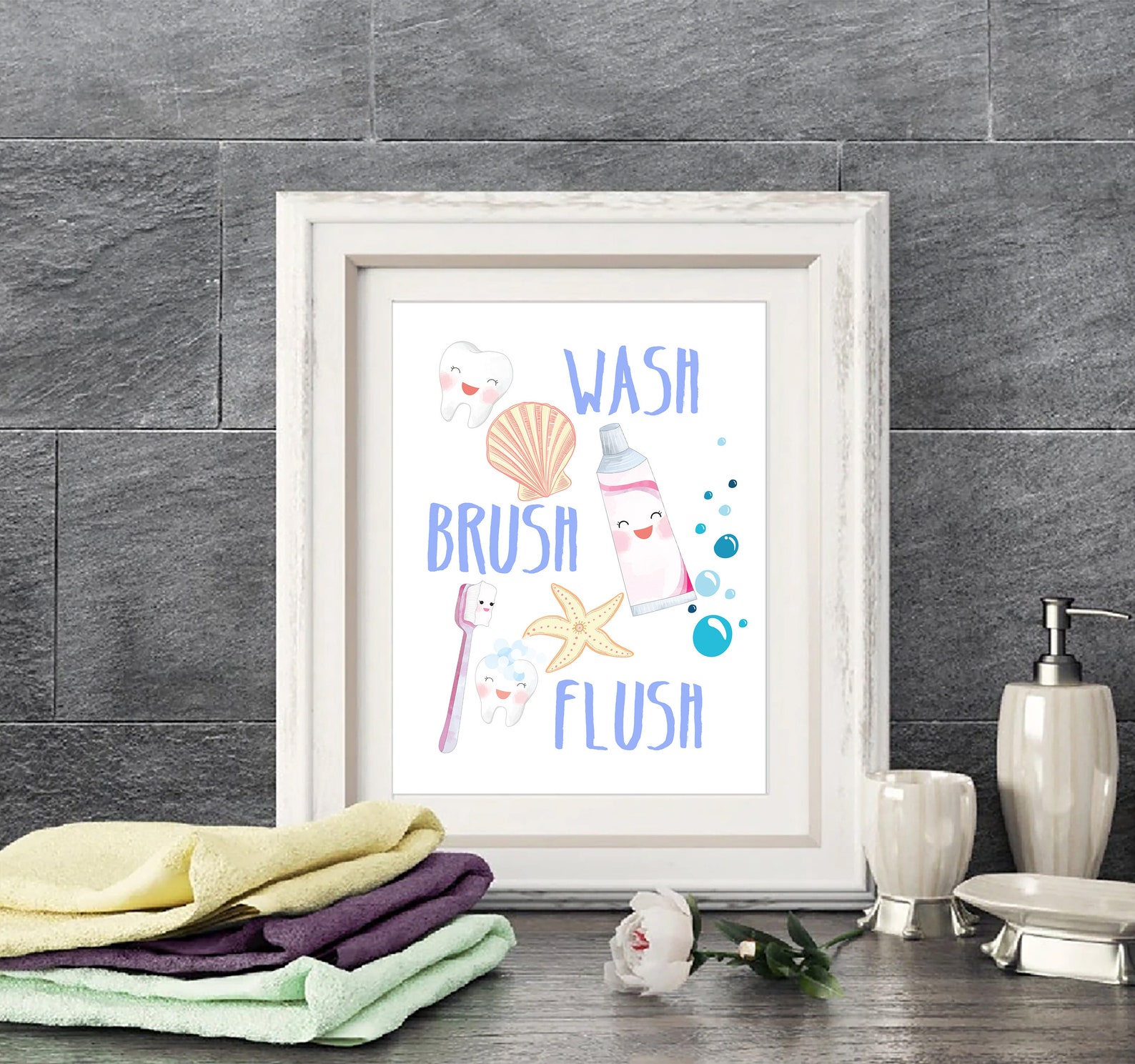 Mermaids Girls Bathroom Printable Art Set Download Mermaids | Etsy