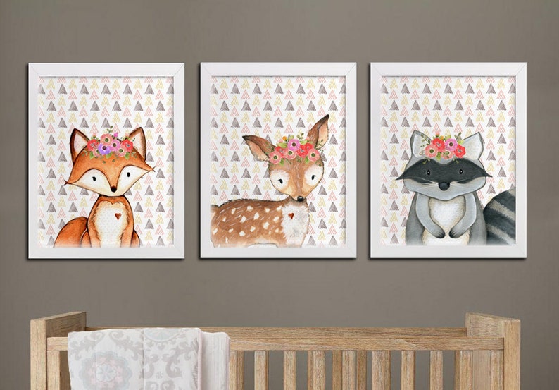 Nursery Printable Set Wall Art Baby Room Woodland Decor Etsy