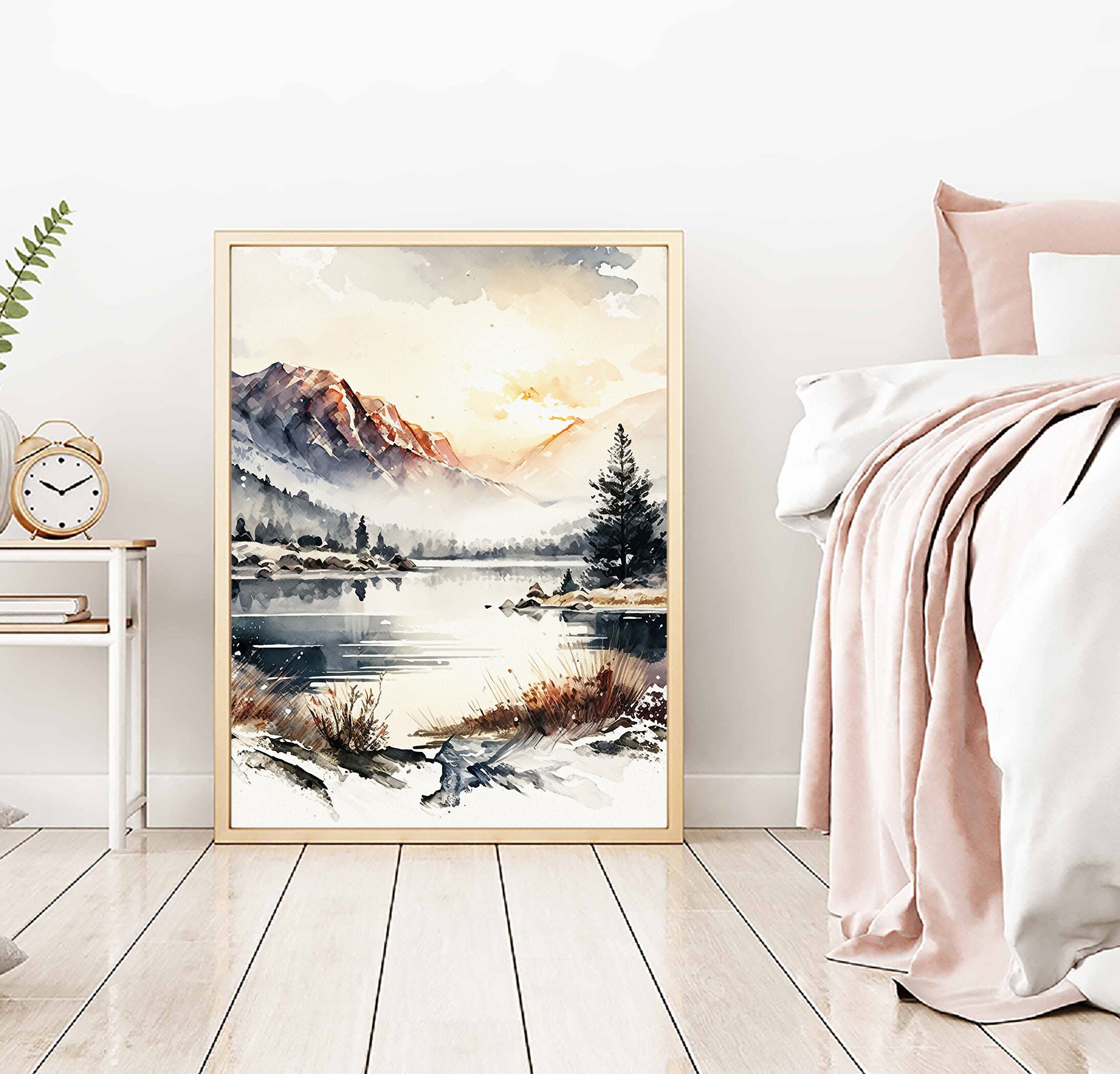 Mountain and Lake Landscape Art Set of 3 Prints Neutral Etsy