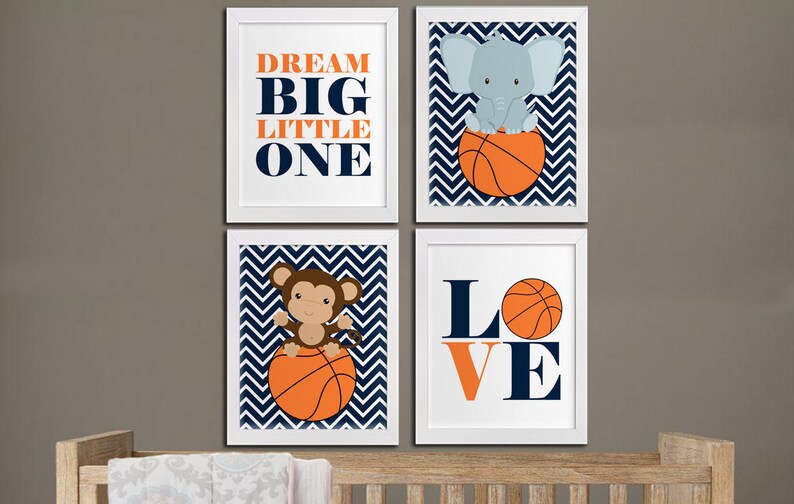 Basketball Nursery Printable Art Set Dream Big Little One Etsy