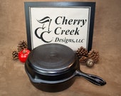 Wagner Ware Sidney -O- Chicken Fryer Deep Pan with Hooked Lid, Vintage Cast Iron Dutch Oven, Antique Collectible Cookware, Art-Deco Style