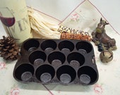 NICE Unmarked Wagner Popover Muffin Pan, Style-S, c n 1423, Gem Pan, Bakeware, Vintage Cast Iron, Antique Collectible Cookware