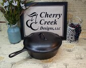 BEAUTIFUL Unmarked Favorite Piqua Ware Smiley No. 9 Cup Griddle, Vintage Cast Iron Cookware