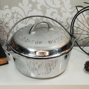 NICE Griswold No. 7 Tite-Top Duo Chro Dutch Oven, Vintage Cast Iron Cookware