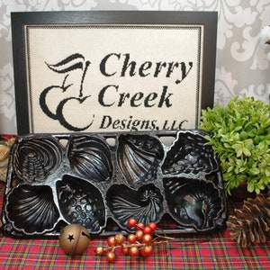 NICE Vintage Restored John Wright Seashells Muffin Gem Pan, Collectible Cast Iron Bakeware