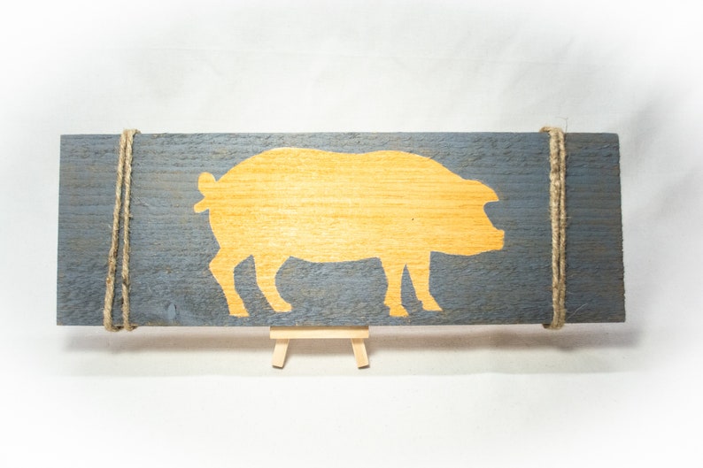 Hand Painted Silhouette Pig Sign, Rustic Decor, Farmhouse or Country Decoration, Shelf or Mantle Display image 2