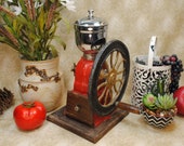 Vintage Elma Style Cast Iron Single Wheel Coffee Grinder, Collectible Coffee Mills, Country or Farmhouse Decor