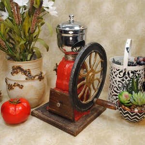 Vintage Elma Style Cast Iron Single Wheel Coffee Grinder, Collectible Coffee Mills, Country or Farmhouse Decor