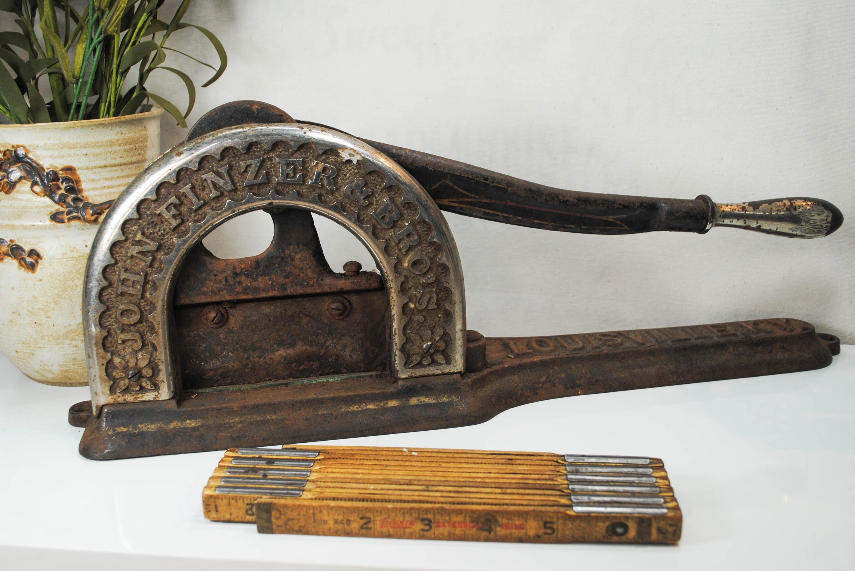tobacco plug cutter RARE Antique 1885 John Finzer & Bro's Plug Tobacco Cutter, Made in USA