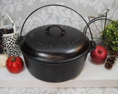 EXCEPTIONAL Antique Griswold No. 10 Tite Top Dutch Oven, Vintage Cast Iron Cookware