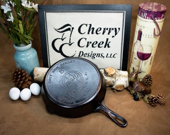 Vintage Griswold Slant Logo Cast Iron Skillet, No. 8, Erie PA