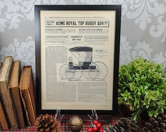 Vintage Acme Royal Top Buggy Advertisement Print, Antique Buggy Poster, Farmhouse Decor