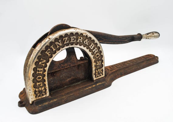 antique tobacco leaf cutter RARE Antique 1885 John Finzer & Bro's Plug Tobacco Cutter, Made in USA