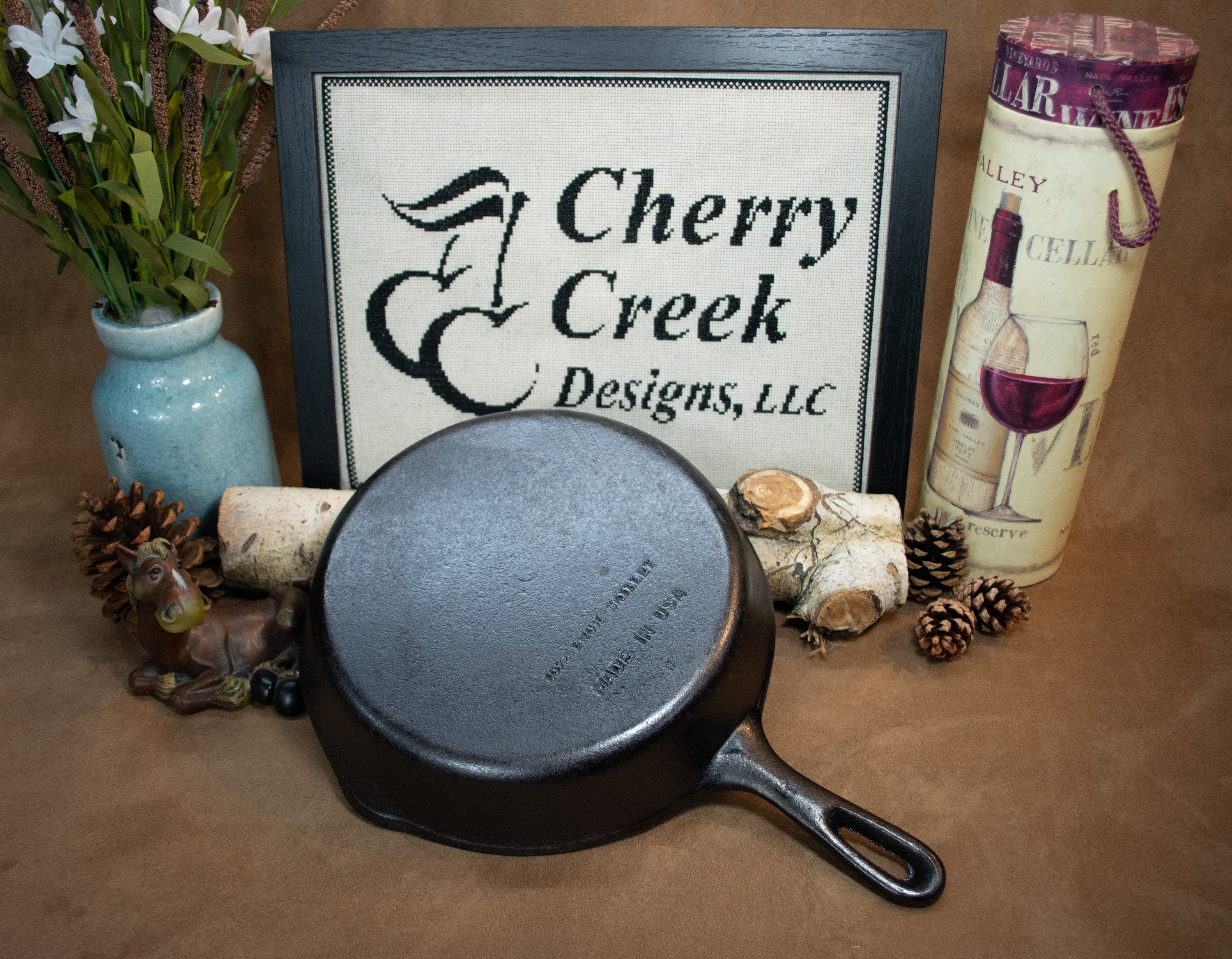 Vintage Cast Iron Skillet 10 1/2 Inch Made In Taiwan Double Spout