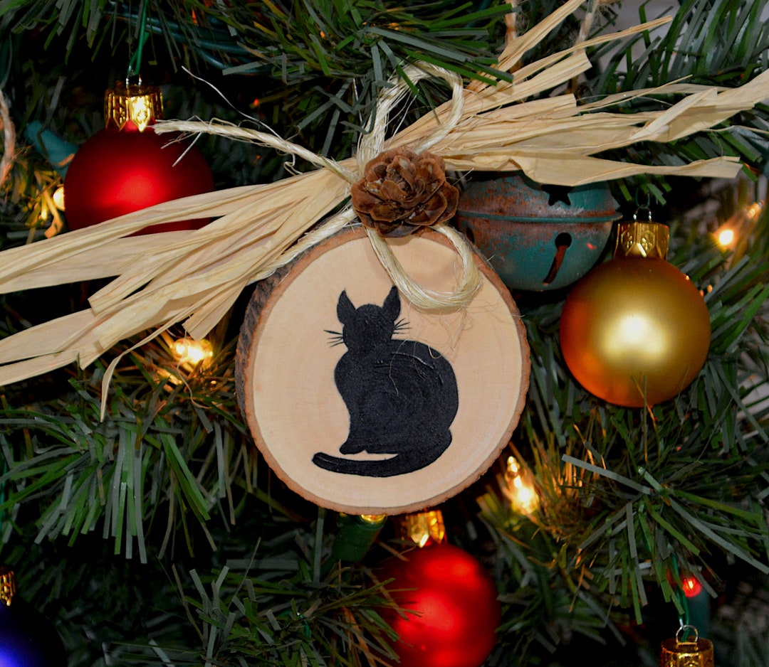 Handmade Black Cat Christmas Tree Ornament Hand Painted Etsy