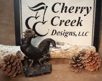 Virginia Metalcrafters, Crowing Rooster, Vintage Cast Iron Doorstop, Bookend, Collectible