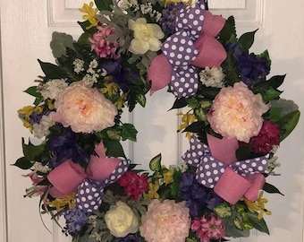 Spring Floral Grapevine Wreath