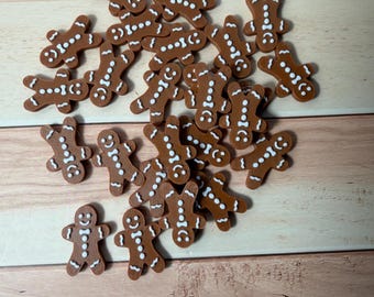 10 Pc Fake Gingerbread Men – 3D Printed Faux Gingerbread Cookies – Mini Gingerbread Craft Pieces • Tier Tray Fillers • Fake Bake Toppers • H