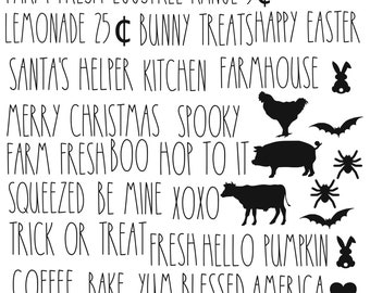 Rae Dunn inspired All Season Mini Rolling Pin Decals