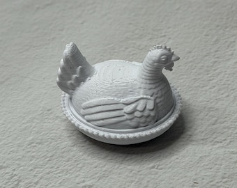 3D Printed Miniature Hen on a Nest | Dollhouse Trinket Box | Choose Your Color | Farmhouse Decor | Tiny Chicken Lidded Dish | Cottagecore Gi