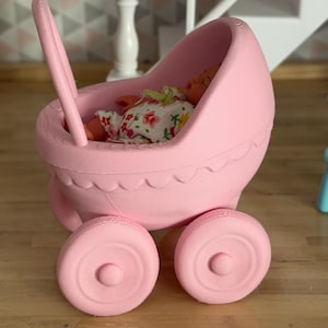 Miniature Baby stroller carriage – 3D Printed Dollhouse Nursery Furniture – Pick Your Color –